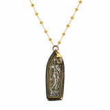 Phra Leela Buddha Amulet Citrine Gold Beaded Necklace