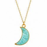 Amazonite Crescent Moon Gold Filled Necklace – Calming Lunar Crystal Jewelry
