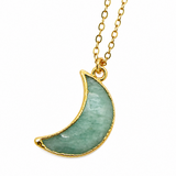 Amazonite Crescent Moon Gold Filled Necklace – Calming Lunar Crystal Jewelry