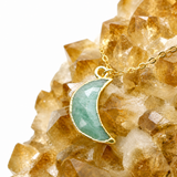 Amazonite Crescent Moon Gold Filled Necklace – Calming Lunar Crystal Jewelry