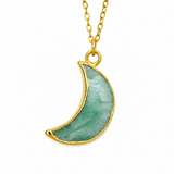 Amazonite Crescent Moon Gold Filled Necklace – Calming Lunar Crystal Jewelry