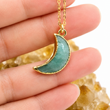 Amazonite Crescent Moon Gold Filled Necklace – Calming Lunar Crystal Jewelry