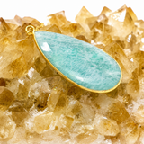 Large Amazonite Teardrop Pendant Necklace with Gold Filled Chain