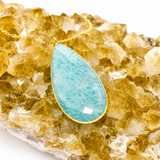 Large Amazonite Teardrop Pendant Necklace with Gold Filled Chain