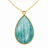 Amazonite Teardrop Pendant Necklace with Gold Filled Chain