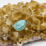 Amazonite Teardrop Pendant Necklace with Gold Filled Chain
