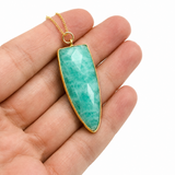 Amazonite Arrowhead Pendant Necklace with Gold Filled Chain