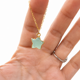 Aqua Chalcedony Star Gold Necklace