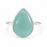 Teardrop Aqua Chalcedony Ring in 925 Sterling Silver
