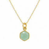 Aqua Chalcedony Mini Hexagon Gold Necklace
