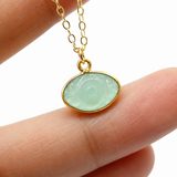 Aqua Chalcedony Evil Eye Necklace with Gold