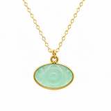 Aqua Chalcedony Evil Eye Necklace with Gold