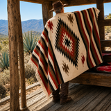 Rust Mexican Aztec Diamond Blanket – Desert Cream