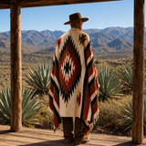 Rust Mexican Aztec Diamond Blanket – Desert Cream