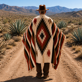 Rust Mexican Aztec Diamond Blanket – Desert Cream