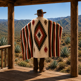 Rust Mexican Aztec Diamond Blanket – Desert Cream