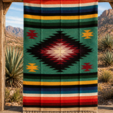 Teal Mexican Aztec Diamond Blanket – Ocean Depth