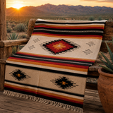 Rust Mexican Aztec Diamond Blanket – South West Sunset