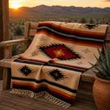 Rust Mexican Aztec Diamond Blanket – South West Sunset