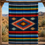 Steel Blue Mexican Aztec Diamond Blanket – Rainbow Sky