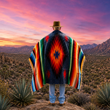 Navy Mexican Aztec Diamond Blanket – Midnight Sky