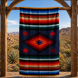 Navy Mexican Aztec Diamond Blanket – Midnight Sky