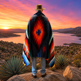 Navy Mexican Aztec Diamond Blanket – Midnight Sky