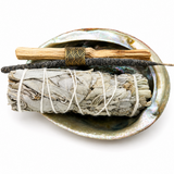 Abalone Shell Cleansing Bundle with Sage, Copal & Palo Santo