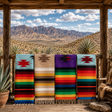 Rust Mexican Aztec Diamond Blanket – Desert Cream