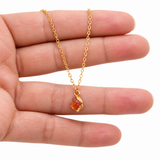 Raw Carnelian Droplet Gold Necklace