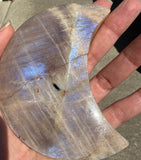 Golden Moonstone Crystal Crescent Large Moon Carving