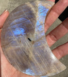 Golden Moonstone Crystal Crescent Large Moon Carving
