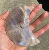 Golden Moonstone Crystal Crescent Large Moon Carving