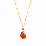 Raw Carnelian Droplet Gold Necklace
