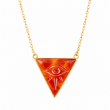 Carnelian All Seeing Evil Eye Gold Necklace for Positivity & Motivation