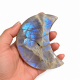 Golden Moonstone Crystal Crescent Large Moon Carving
