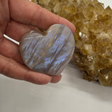 Golden Moonstone Heart Crystal Carving
