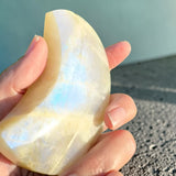 Yelllow Moonstone Crystal Crescent Large Moon Carving