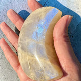 Yelllow Moonstone Crystal Crescent Large Moon Carving