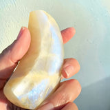 Yelllow Moonstone Crystal Crescent Large Moon Carving