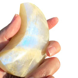 Yelllow Moonstone Crystal Crescent Large Moon Carving