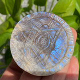 Golden Moonstone Crystal All-Seeing Eye Carving