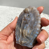 Golden Madonna Moonstone Carving Crystal for Divine Feminine & Intuition