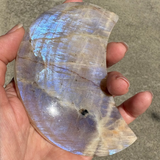 Golden Moonstone Crystal Crescent Large Moon Carving