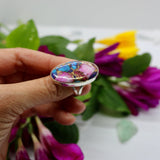 Rings ~ Oyster Turquoise + Pink Opal 925 Sterling Silver 6.5
