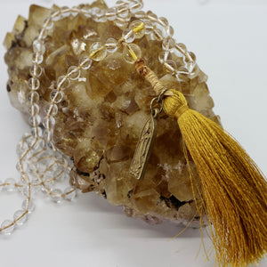 Mala ~ Clear Quartz AAA + Citrine Standing Buddha - PREORDER ONLY!