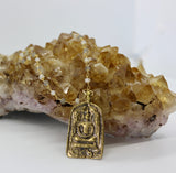 Beaded Chain ~ Sitting Buddha Pendant + Moonstone & Labradorite Beaded Chain