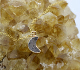 Gemstone Collection ~ Smokey Druzy Moon Droplet Necklace