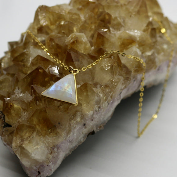 Gemstone Collection~ Moonstone Triangle Necklace