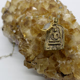Beaded Chain ~ Sitting Buddha Pendant + Moonstone & Labradorite Beaded Chain + Moonstone Droplet